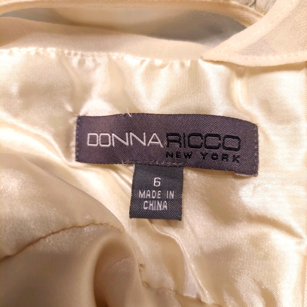 Donna Ricco Ivory Silk Chiffon Ruffle Dress Sz 6 - Picture 5 of 5